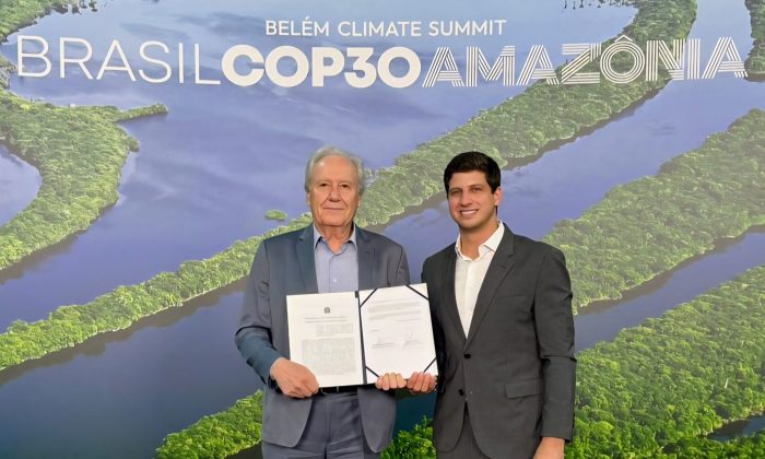 Ministro Lewandowski e prefeito João Campos, na COP30 (Foto: Divulgação)