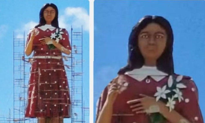 Estátua da Menina Benigna, em Santana do Cariri (CE) (Reprodução/Redes sociais)