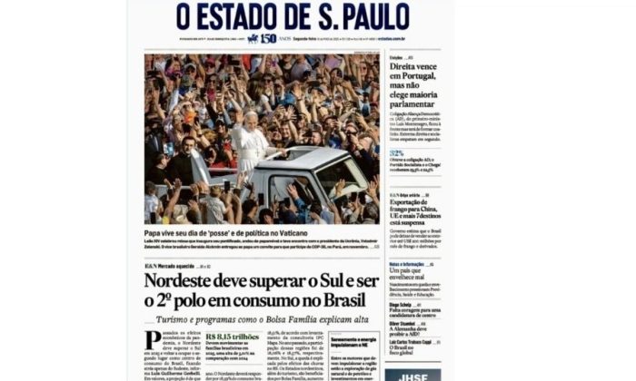 Recorte da capa do Estadão (19/05)