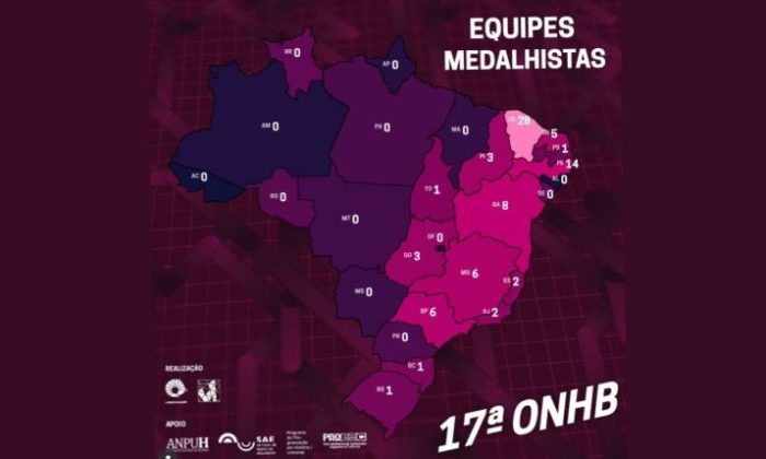 Vitória do "trio nordestino" na ONHB, pelo 2º ano consecutivo: CE, PE e BA (Arte: ONHB/Unicamp)