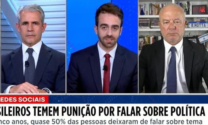 Fala sobre suposto engano ocorrido em "uma capital do Nordeste" foi de Henrique Krigner (de barba), no programa Pingo nos Is