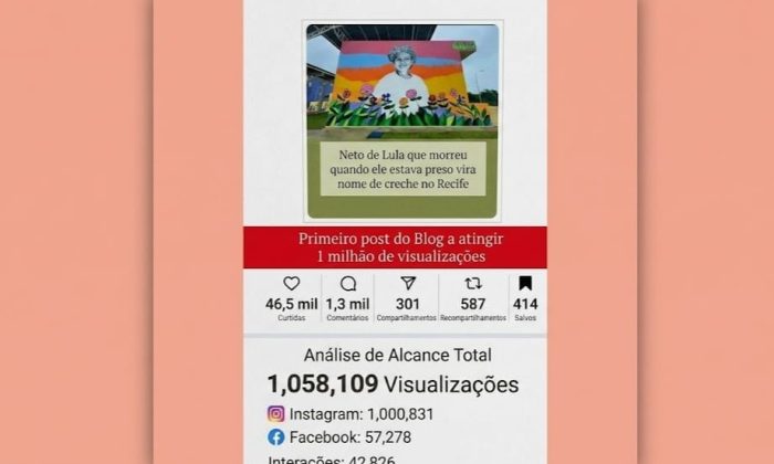 Número de curtidas também é destaque na perforrmance do post: quase 50 mil