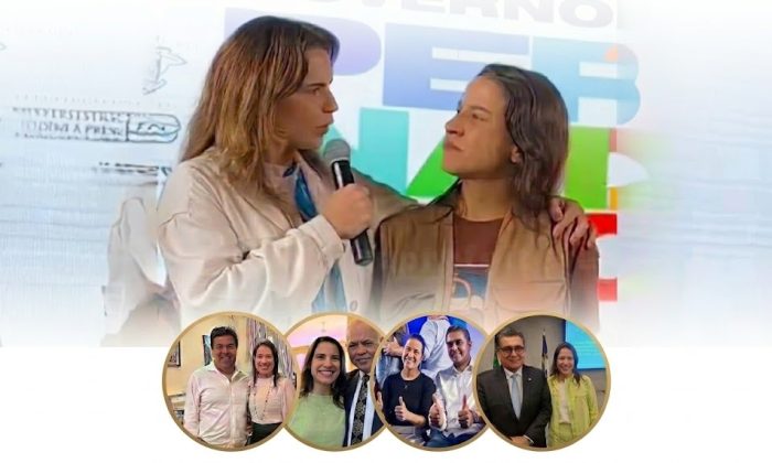 Raquel Lyra, a deputada Clarissa Tércio e outros aliados de Flávio Bolsonaro nas fotos menores (Arte sobre fotos/Divulgação/Reprodução) Divulgação/Reprodução)
