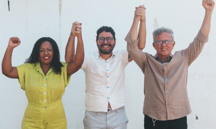 Alice Gabino, Ivan Moraes e Paulo Rubem: O trio da majoritária da Federação PSOL/Rede em Pernambuco (Foto: Paloma Keise/Comunicação PSOL Pernambuco)