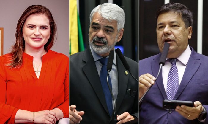 O trio que lidera a corrida pelo Senado em Pernambuco: Marília (1ª), Humberto (2º) e Mendonça (3º) (Foto: Reprodução)