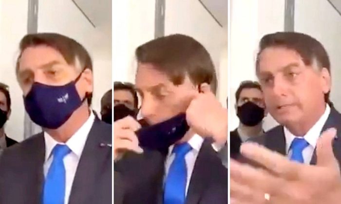 O então presidente Jair Bolsonaro, em 2021: xingamentos contra a TV Globo e a repórter que o entrevistava (Foto: Reprodução)