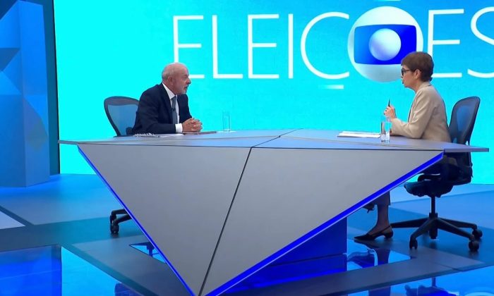 Lula e Renata Lo Prete, na entrevista na TV Globo (Foto: Globo)